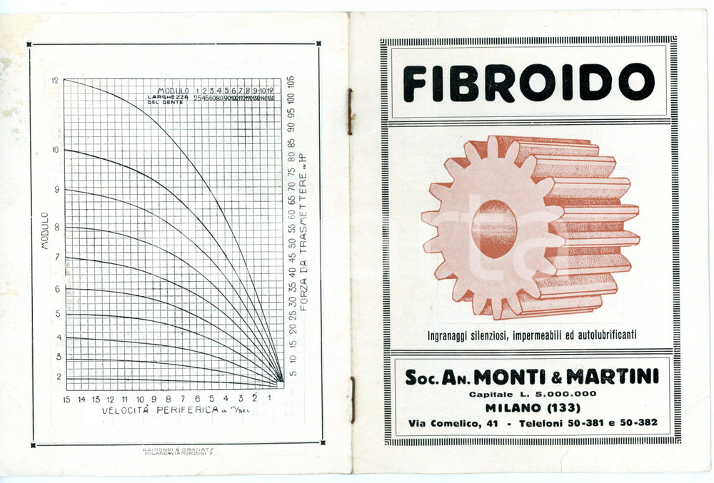 1935 ca MILANO Via Comelico - MONTI & MARTINI *Opuscolo pubblicitario FIBROIDO