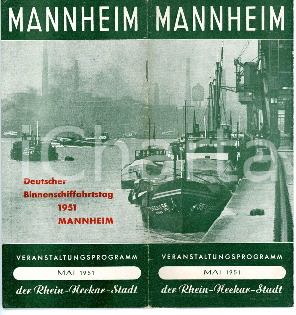 1951 MANNHEIM Programma degli eventi di maggio con mappa *Opuscolo TURISTICO