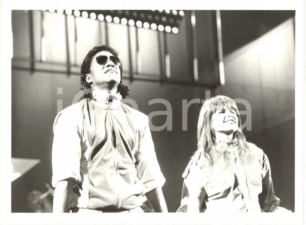1985 FESTIVAL DI SANREMO - Jermaine JACKSON e Pia ZADORA durante le prove *Foto