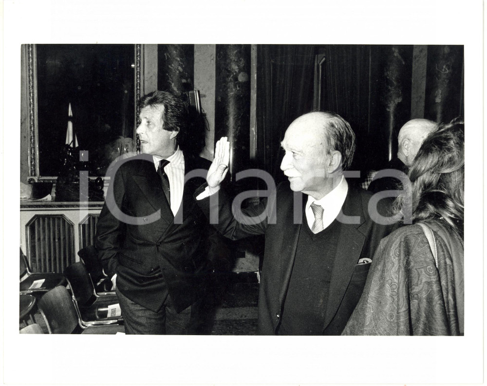 Fotografia d epoca originale 1985 ca POLITICA  MSI Tomaso STAITI e Giorgio ALMIRANTE a una conferenza Foto 1