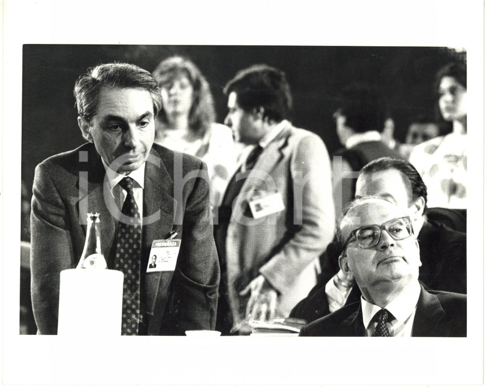 Fotografia d epoca originale 1987 RIMINI 44° Congresso PSI  Giuliano AMATO e Bettino CRAXI Foto 20x25 cm 1