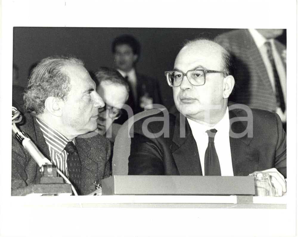 Fotografia d epoca originale 1987 RIMINI 44° Congresso PSI  Bettino CRAXI con Enrico MANCA 29 Foto 25x20 1