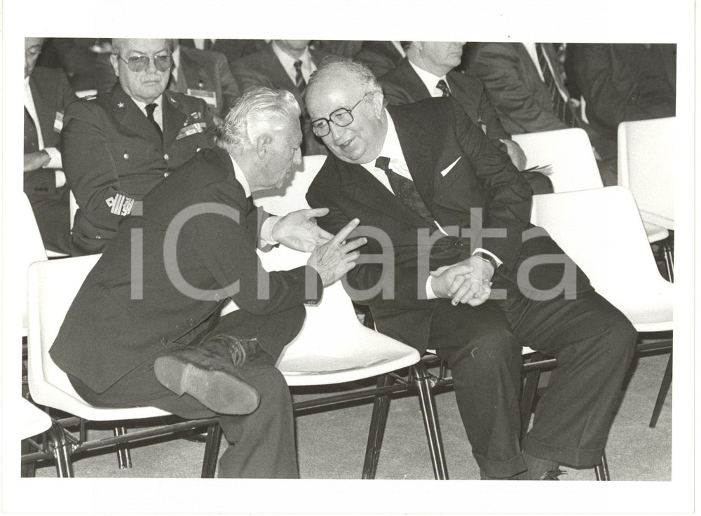 Fotografia d epoca originale 1985 ca ITALIA POLITICA  Gianni AGNELLI e Giovanni SPADOLINI a un convegno 2 1