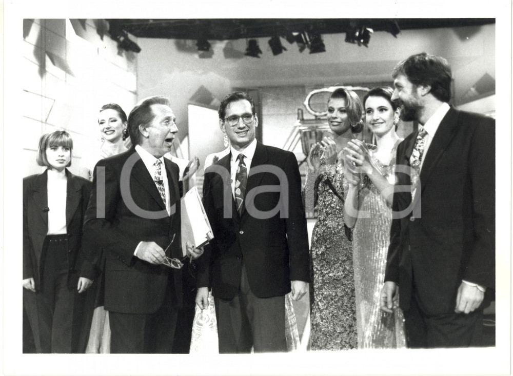 Fotografia d epoca originale 1993 TELEMIKE  Mike BONGIORNO con i campioni Giulio MARLIA e Antonio CAVA 2 1