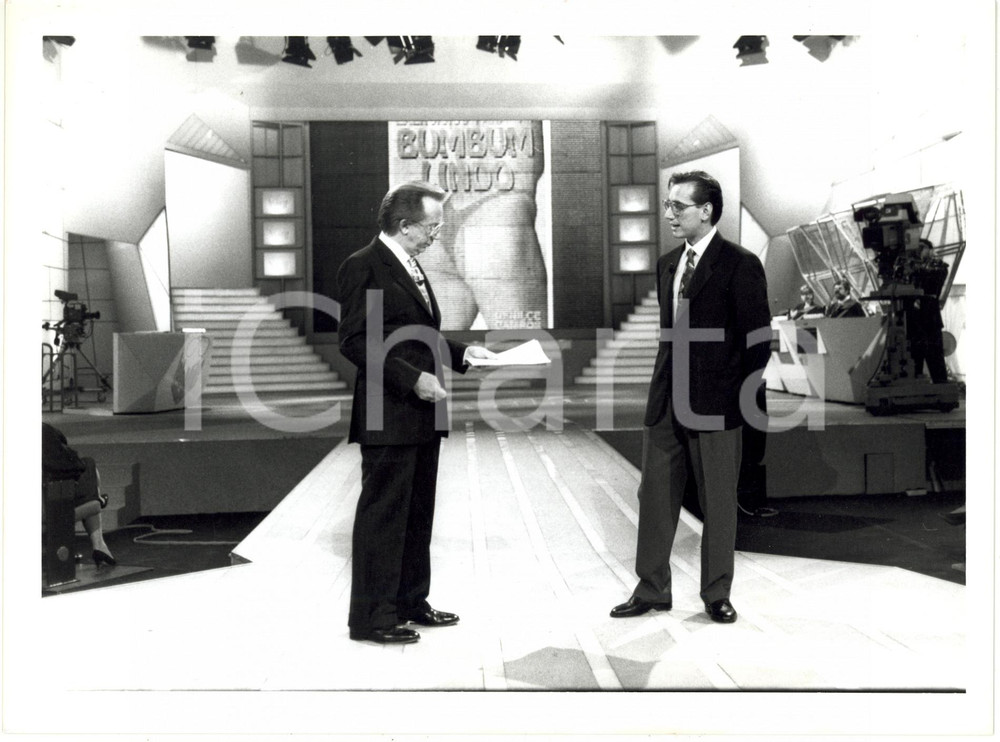 Fotografia d epoca originale 1993 CANALE5 Telemike  Mike BONGIORNO con il campione Antonio CAVA 2 Foto 1
