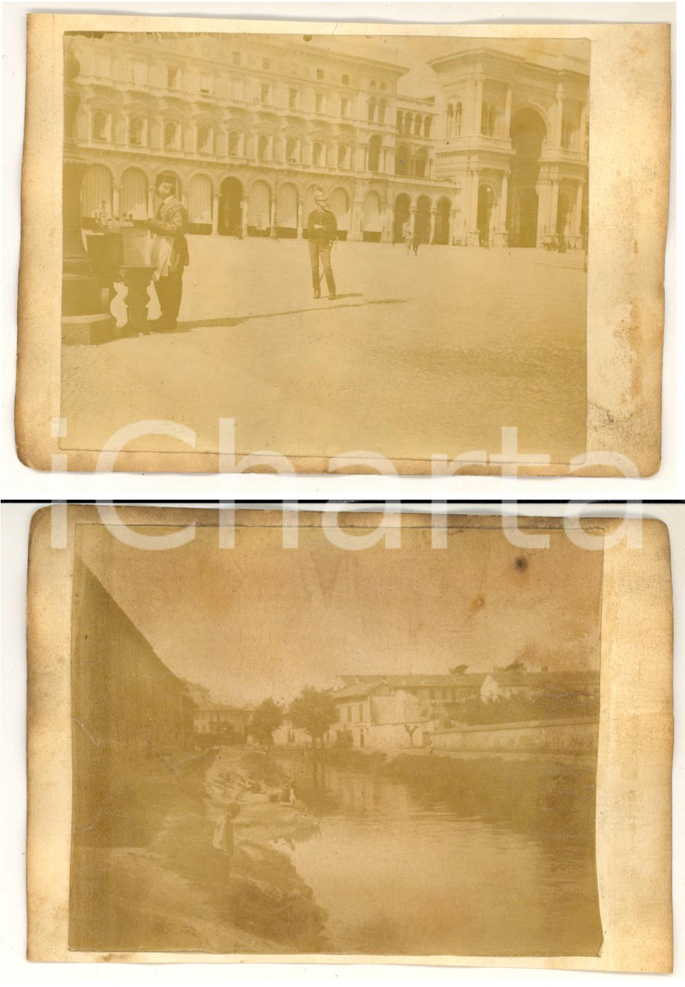 1900 ca MILANO Piazza Duomo con ufficiale DRAGONI - Naviglio - Lotto 2 foto