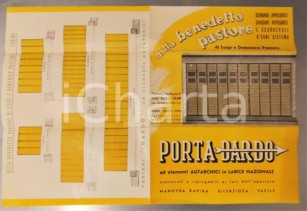 1940 ca TORINO AUTARCHIA Ditta Benedetto PASTORE - Porta DARDO - Pieghevole