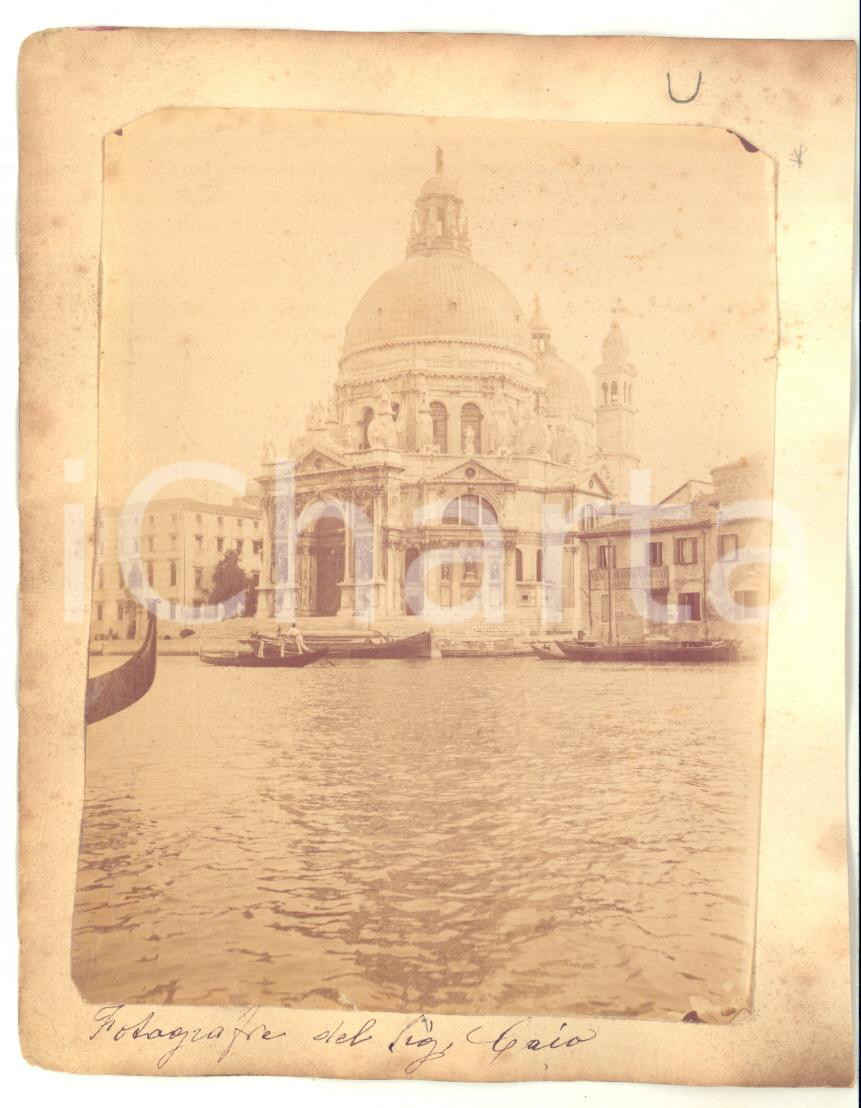 1900 ca VENEZIA Chiesa di Santa Maria della Salute e gondolieri - Foto 11x14 cm