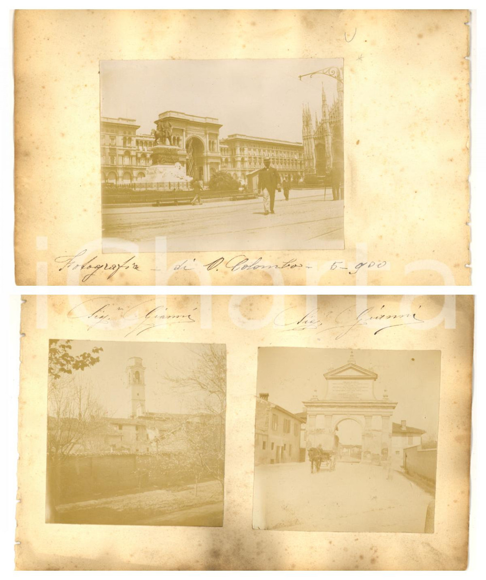 1900 MILANO Veduta Piazza Duomo - Campagna e naviglio - 3 Foto VINTAGE