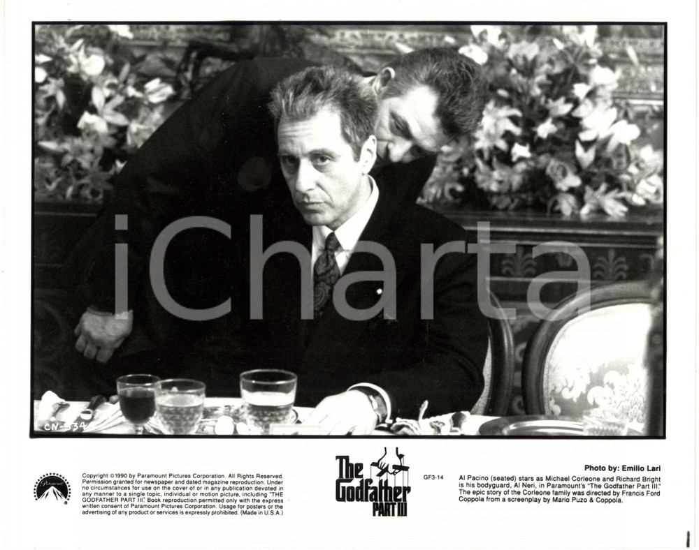 1990 CINEMA "The Godfather: Part III" Al PACINO Richard BRIGHT sul set del film