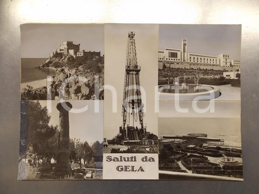 1960 ca GELA Vedutine con Lido "La Conchiglia" - Bozzetto per cartolina 45x30 cm