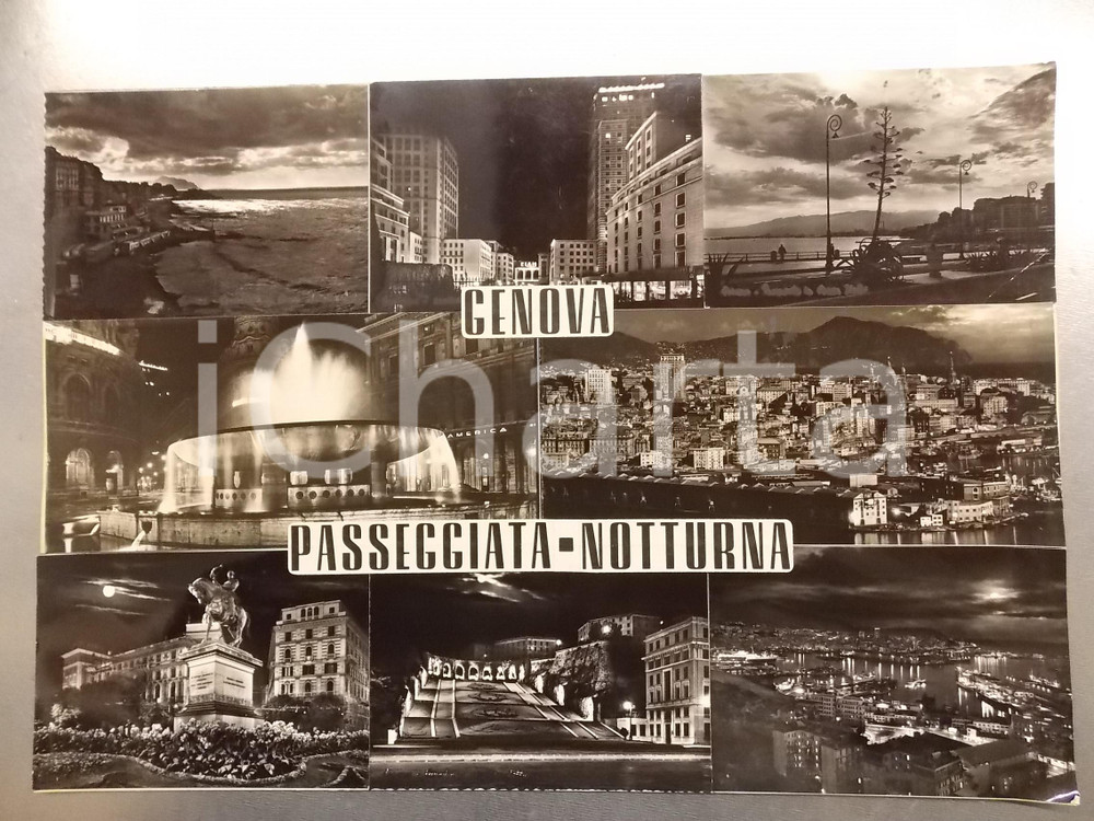1960 ca GENOVA Passeggiata notturna - Bozzetto preparatorio per cartolina 43x30