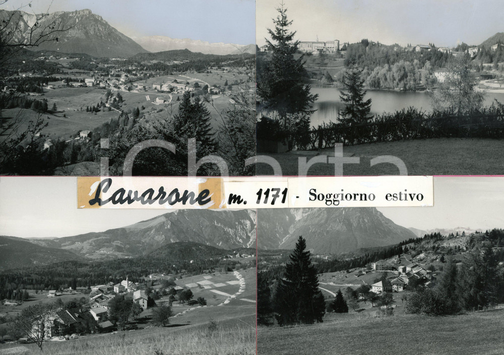 1960 ca LAVARONE (TN) Panorama con lago *Bozzetto preparatorio cartolina 30x21