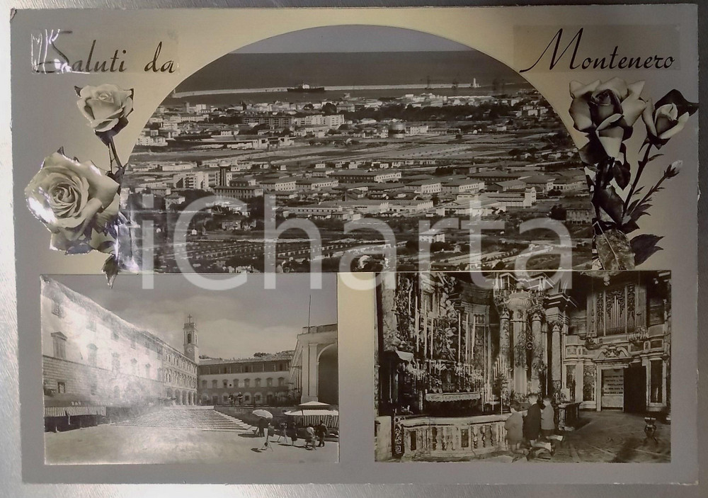 1960 ca MONTENERO Piazza del paese *Bozzetto preparatorio per cartolina 33x24 cm