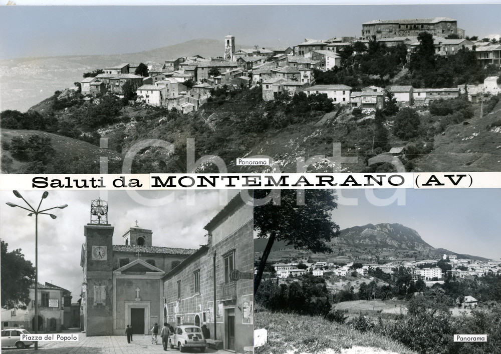 1960 ca MONTEMARANO FIAT 600 in Piazza del Popolo *Bozzetto per cartolina 30x21
