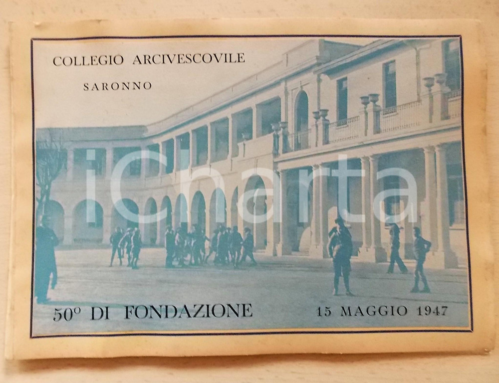 1947 SARONNO Collegio Arcivescovile - Pubblicazione ILLUSTRATA 50Â° anniversario Pubblicazione d'epoca, illustrata, realizzata in occasione del 50&deg; anniversario dalla fondazione.Copertina in cartoncino.CONDIZIONI: G (minime tracce d'uso)PAGINE: 32FORMATO: 25x17 cm    originale e autentica 1