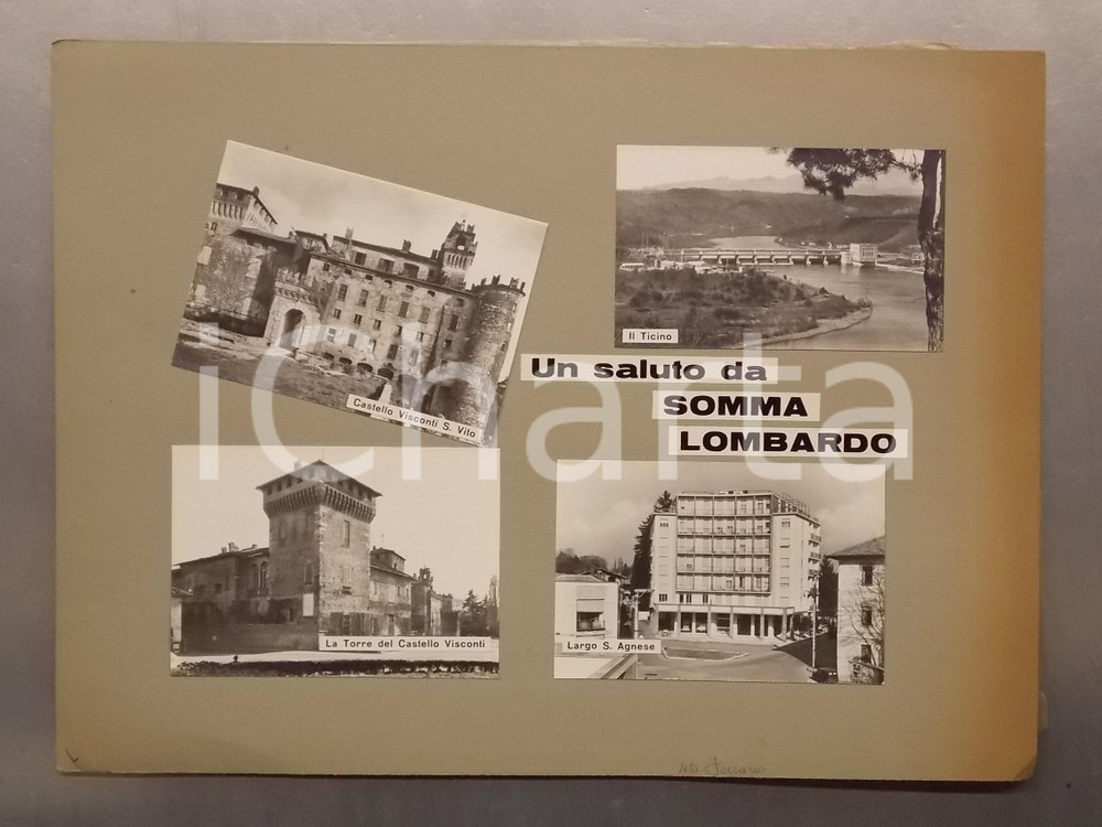 1961 SOMMA LOMBARDO Largo Sant'Agnese *Bozzetto preparatorio per cartolina 44x32