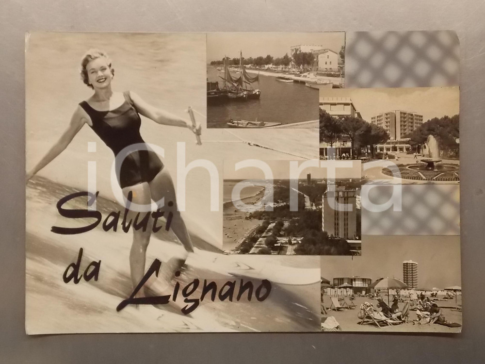 1960 ca LIGNANO SABBIADORO Villeggianti al mare *Bozzetto per cartolina 46x32 cm