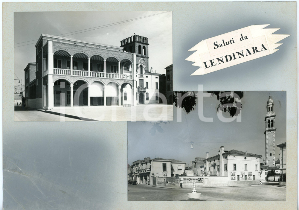 1960 ca LENDINARA (RO) Torre dell'Orologio *Bozzetto per cartolina 28x20 cm
