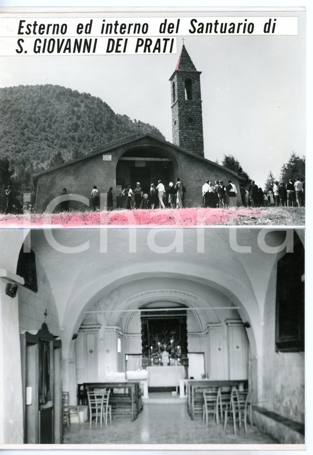 1960 ca MOLINI DI TRIORA Chiesa San Giovanni dei prati *Bozzetto cartolina 17x24