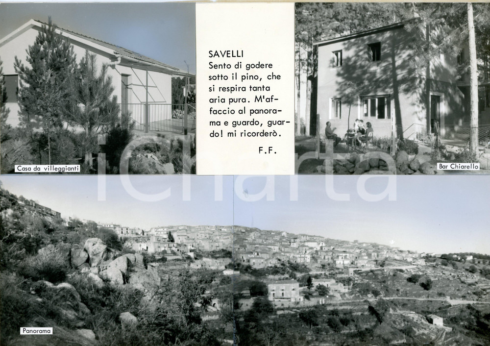 1960 ca SAVELLI (KR) Avventori al bar CHIARELLO *Bozzetto cartolina 30x21 cm