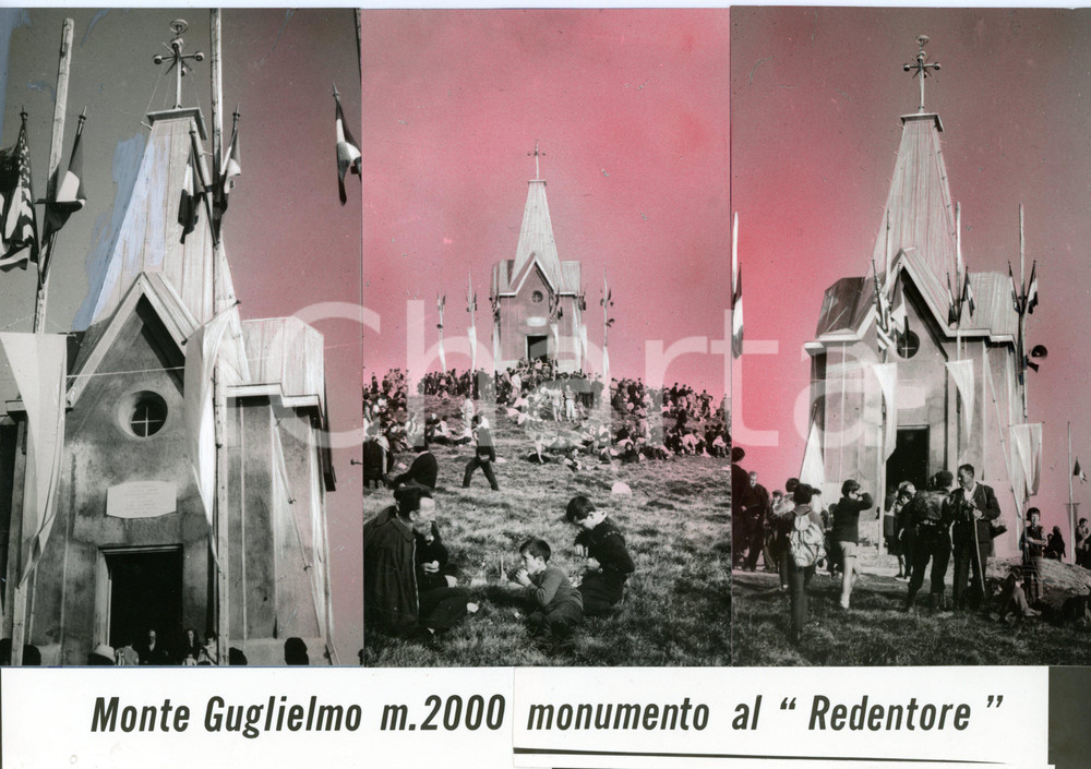 1960 ca MONTE GUGLIELMO Monumento al Redentore *Bozzetto per cartolina 30x21 cm