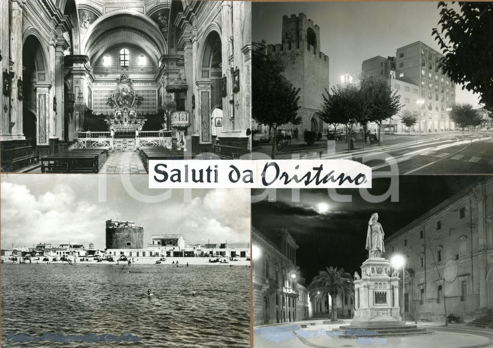 1960 ca ORISTANO Spiaggia di TORRE GRANDE *Bozzetto per cartolina 30x21 cm
