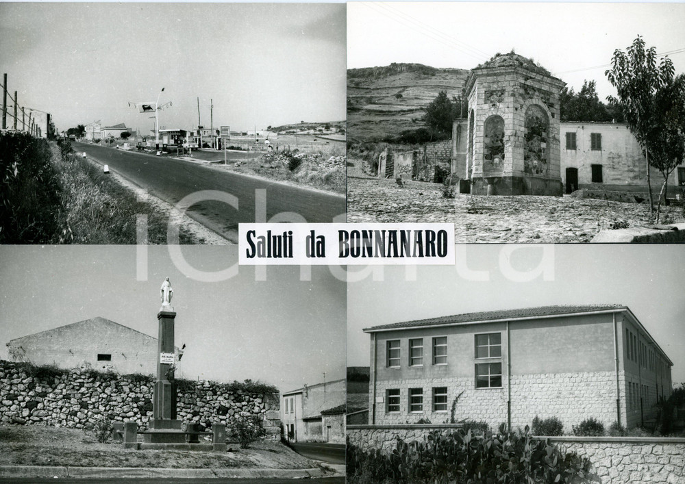 1960 ca BONNANARO Viale con distributore AGIP *Bozzetto per cartolina 30x21 cm