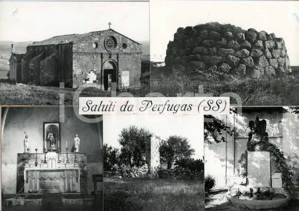 1960 ca PERFUGAS (SS) Chiesa di SAN GIORGIO *Bozzetto per cartolina 30x21 cm