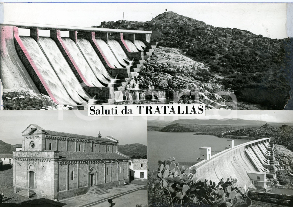 1960 ca TRATALIAS (SU) Diga di Monte Pranu *Bozzetto per cartolina 30x21 cm
