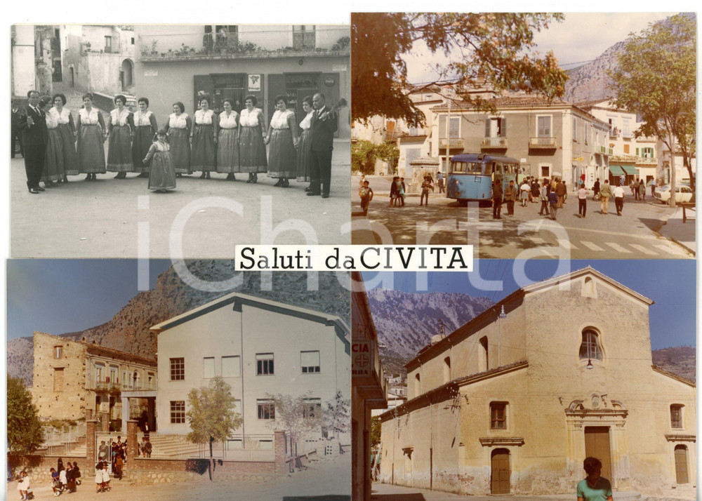 1960 ca CIVITA (CS) Donne in costume tradizionale *Bozzetto per cartolina 22x16