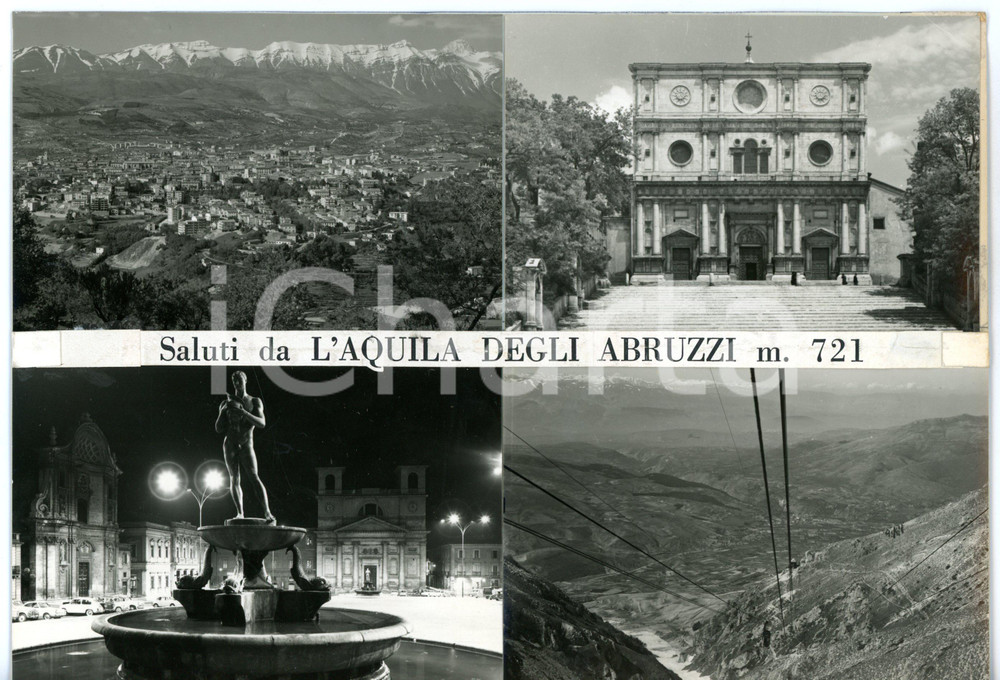 1960 ca L'AQUILA Funivia del Gran Sasso *Bozzetto per cartolina 23x16 cm