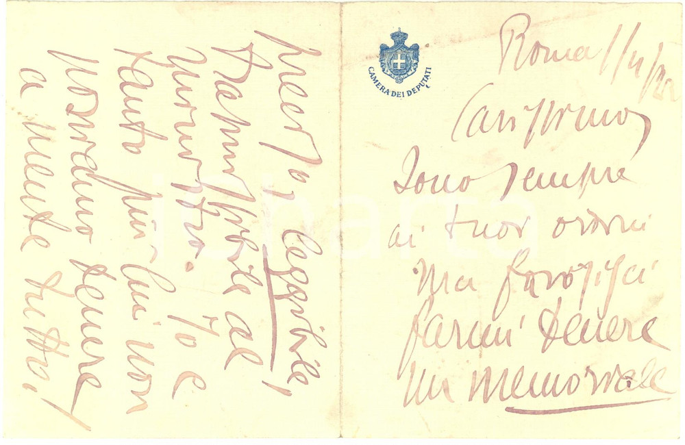 1923 ROMA On. Paolo CAPPA chiede di tenere un memoriale - AUTOGRAFO