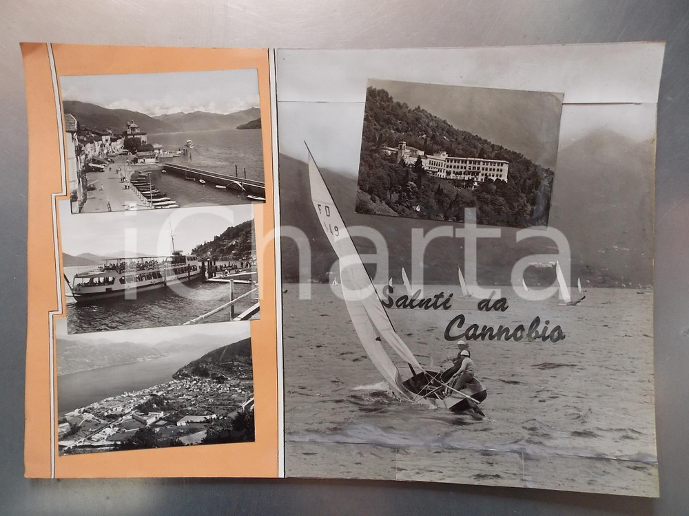 1960 ca CANNOBIO Turisti sul battello ROMA *Bozzetto per cartolina 48x32 cm