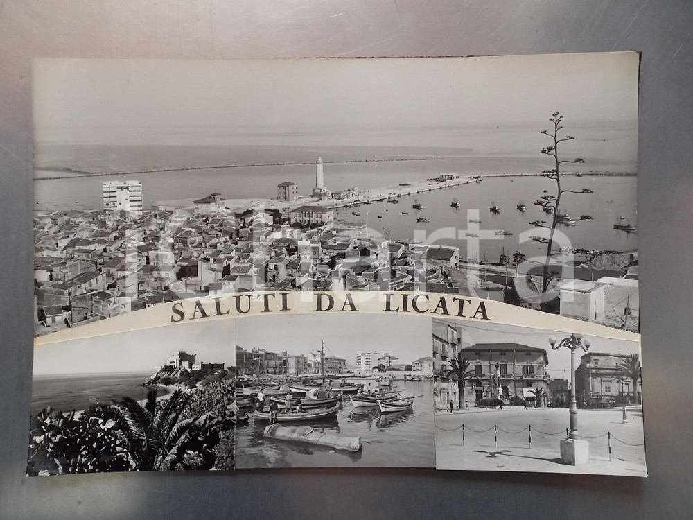1960 ca LICATA Veduta con faro SAN GIACOMO *Bozzetto per cartolina 40x28 cm