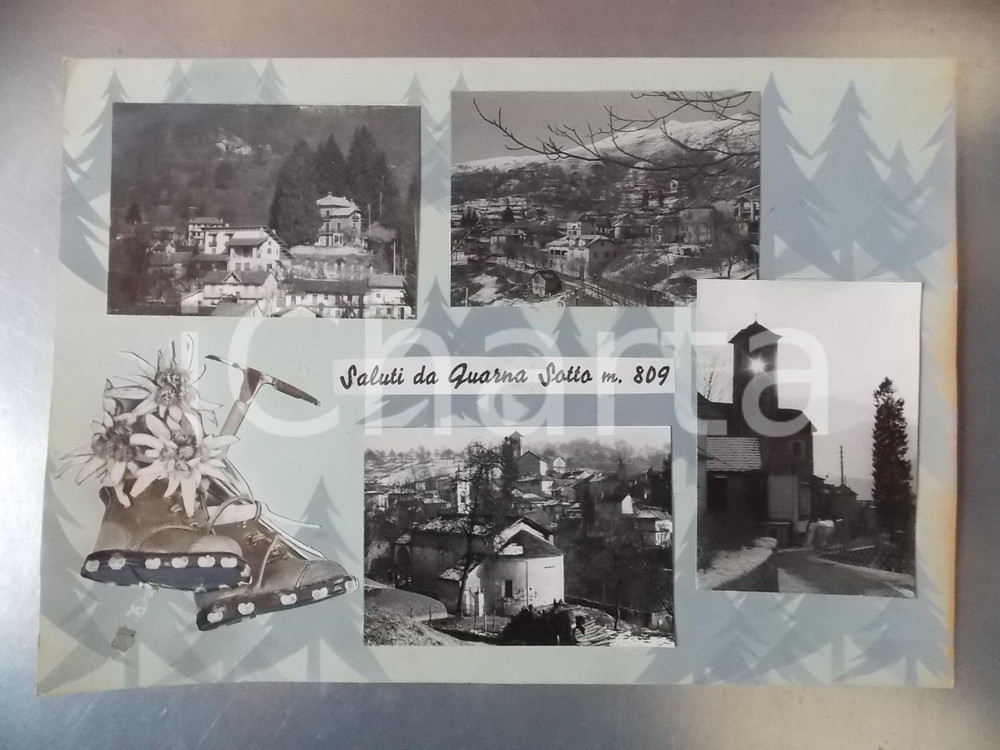 1960 ca QUARNA SOTTO (VB) Panorama invernale *Bozzetto per cartolina 43x30 cm