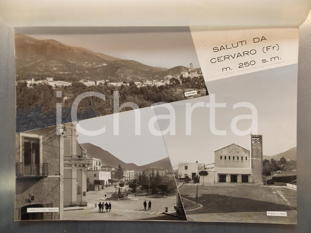 1960 ca CERVARO (FR) Piazza Vittorio Emanuele *Bozzetto per cartolina 38x26 cm