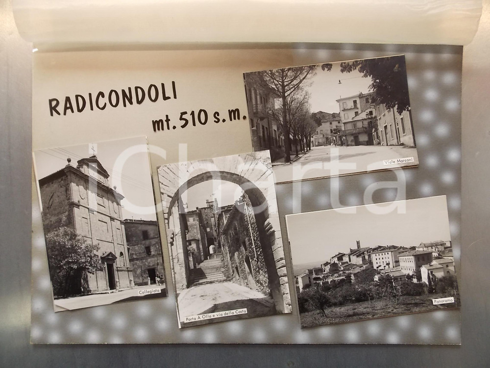 1960 ca RADICONDOLI (SI) Porta Olla e via della Costa *Bozzetto cartolina 40x29