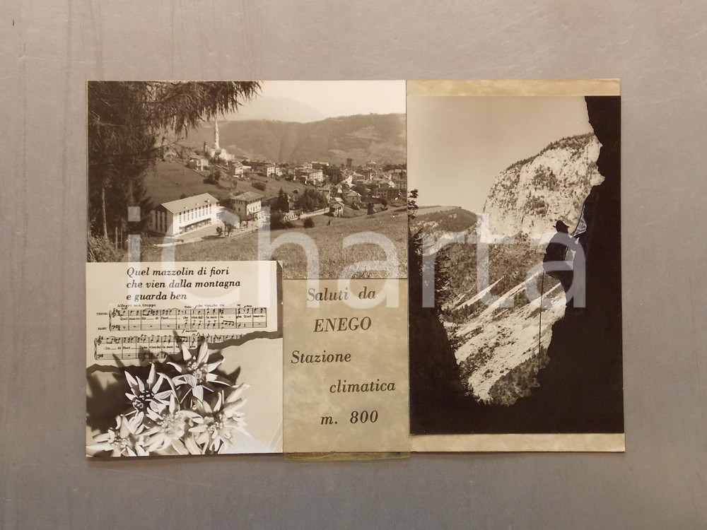 1960 ca ENEGO (VI) Alpino durante una scalata *Bozzetto per cartolina 35x25 cm