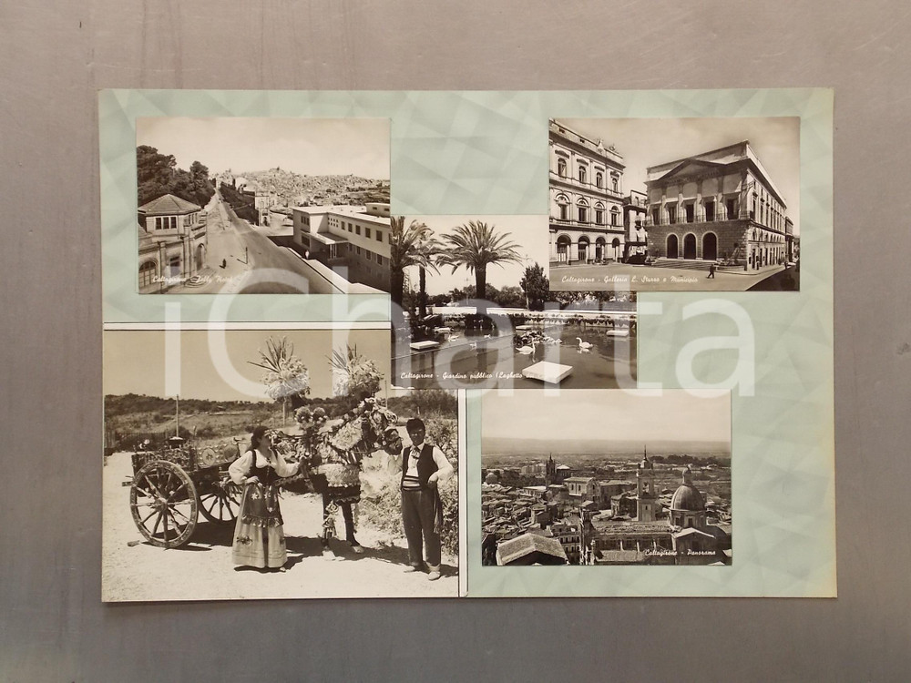 1960 ca CALTAGIRONE Panorama con hotel JOLLY *Bozzetto per cartolina 45x30 cm