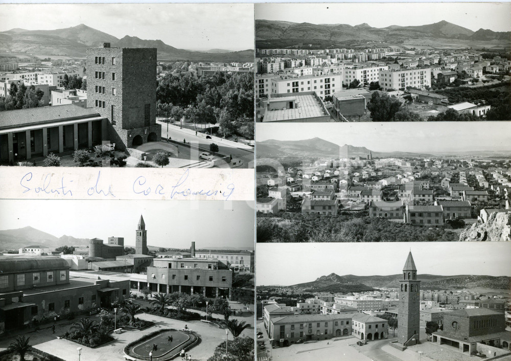 Stampa, bozzetto originale 1960 ca CARBONIA CI CittÃ  mineraria Bozzetto preparatorio per cartolina 30x21 1