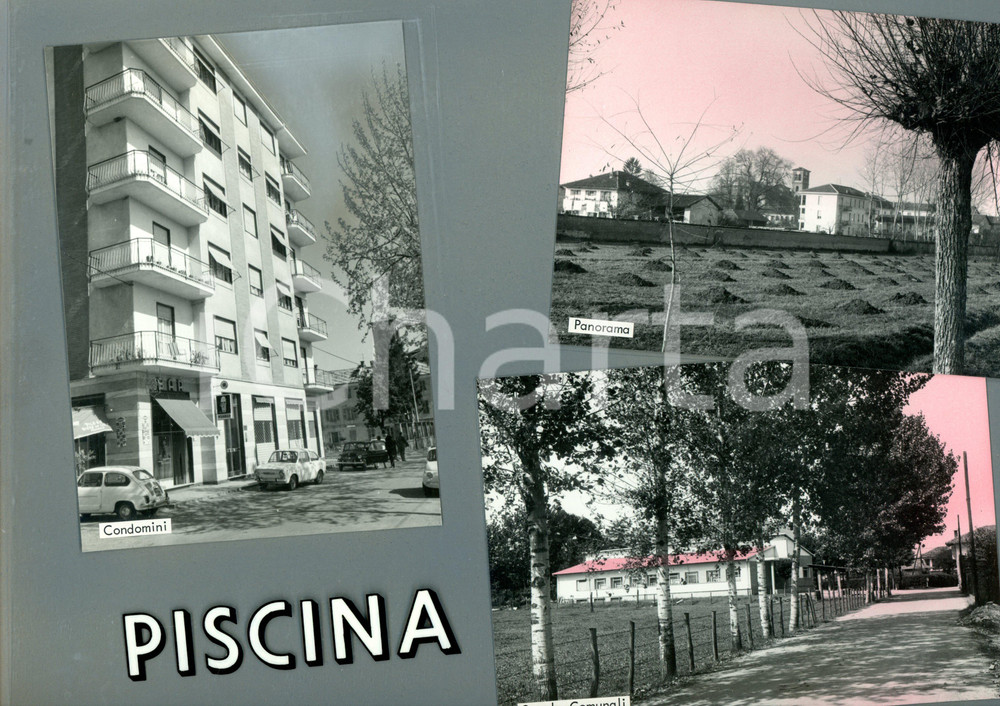 1960 ca PISCINA (TO) Scuola elementare *Bozzetto per cartolina 30x21 cm