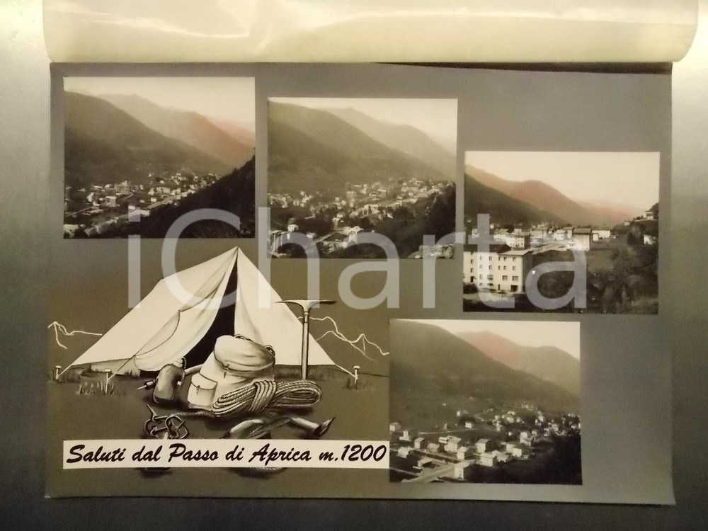1960 ca PASSO DELL'APRICA Panorama *Bozzetto ILLUSTRATO per cartolina 40x30 cm