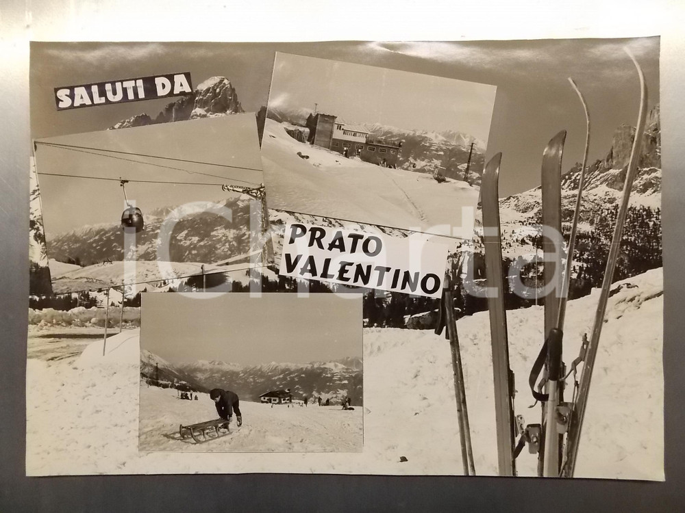 1960 ca PRATO VALENTINO (SO) Bambino sulla neve con la slitta *Bozzetto 42x29 cm