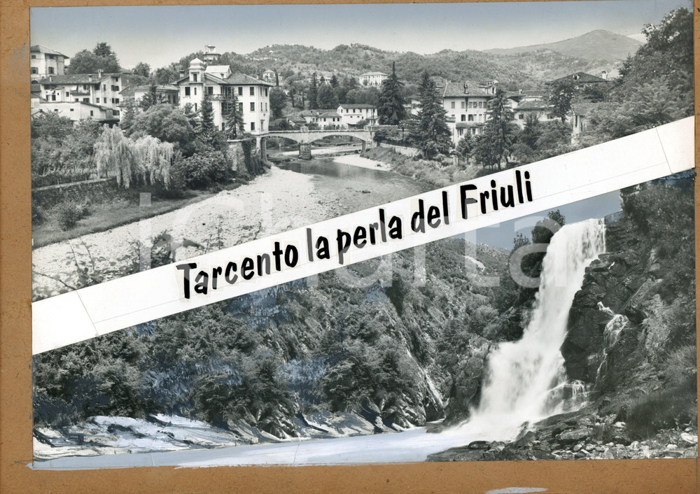 1960 ca TARCENTO (UD) Ponte sul fiume TORRE *Bozzetto per cartolina 30x21 cm