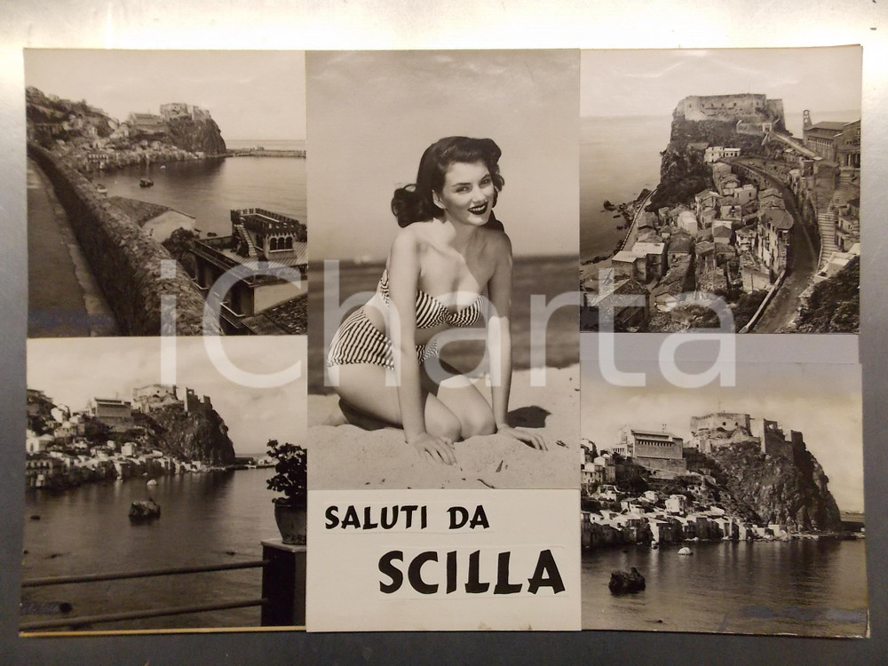 1960 ca SCILLA (RC) Pin-ip in costume da bagno *Bozzetto per cartolina 45x30 cm