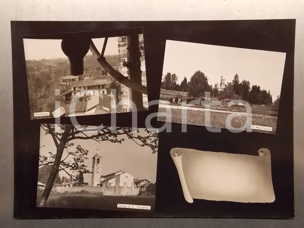 1960 ca POMBIA (NO) Chiesa di SAN VINCENZO *Bozzetto per cartolina 35x25 cm