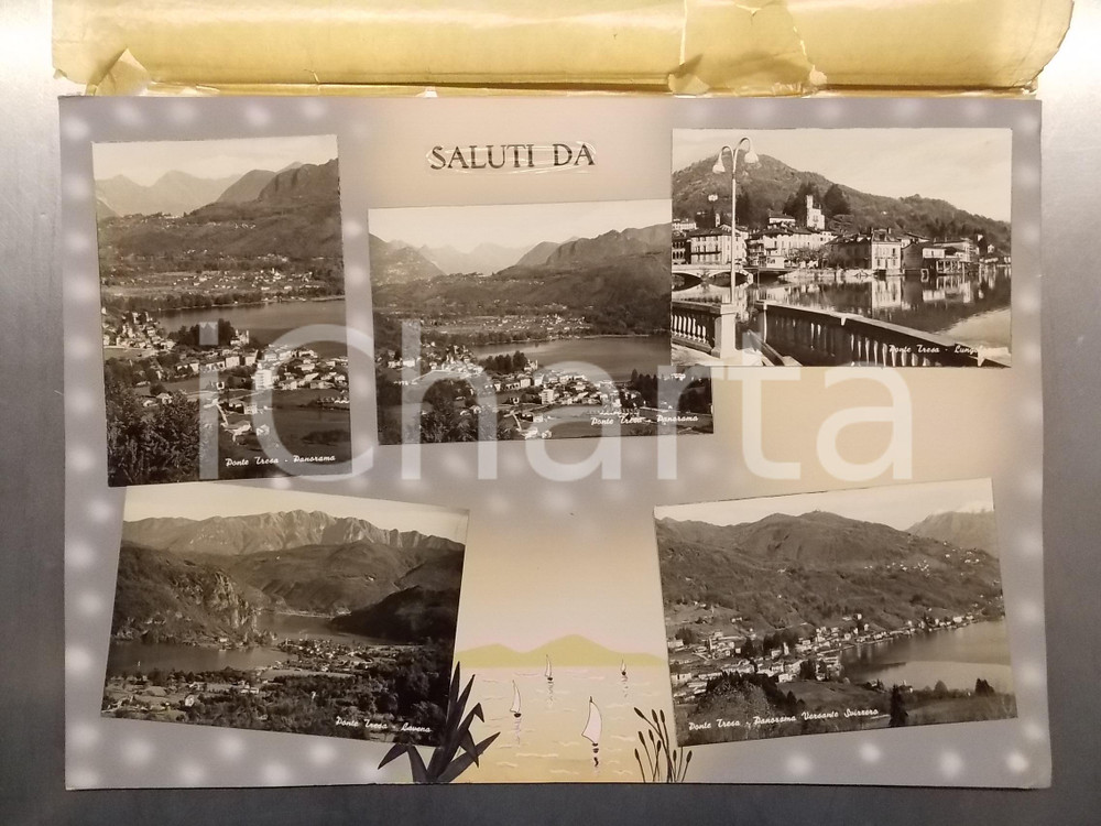 1960 ca LAVENA PONTE TRESA (VA) Veduta panoramica *Bozzetto per cartolina 45x30