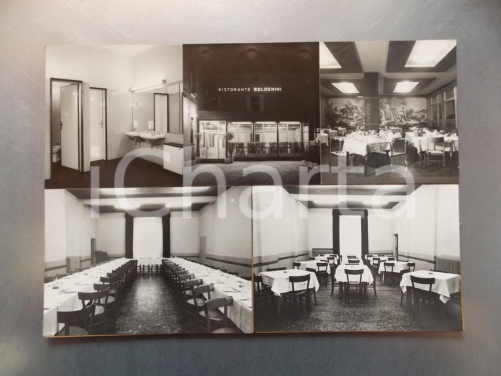 1960 ca BOLOGNA Ristorante BOLOGNINI - Sala da pranzo *Bozzetto cartolina 30x21