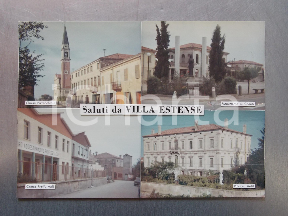 1960 ca VILLA ESTENSE (PD) Vedutine - Palazzo ARDIT - Bozzetto cartolina 16x12